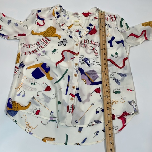 Anthropologie Maeve Marisol Ruffled Ski Blouse Top Size 2 EUC - Picture 6 of 12